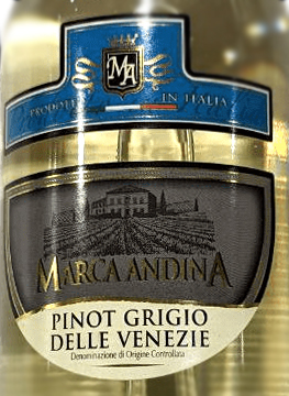Этикетка Вино сортовое ординарное "Marca Andina Pinot Grigio"/"Марка Андина Пино Гриджио" 2021г белое сухое, креп 12%, емк 0,75л