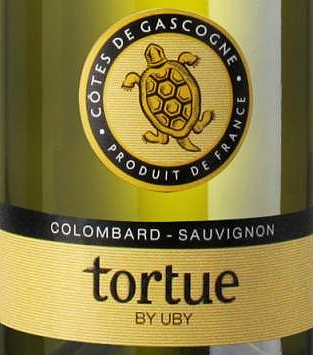 Этикетка ВИНО ординарное "TORTUE by UBY"/"ТОРТЮ бай ЮБИ" 2021г белое сухое креп 11%, емк 0,75л