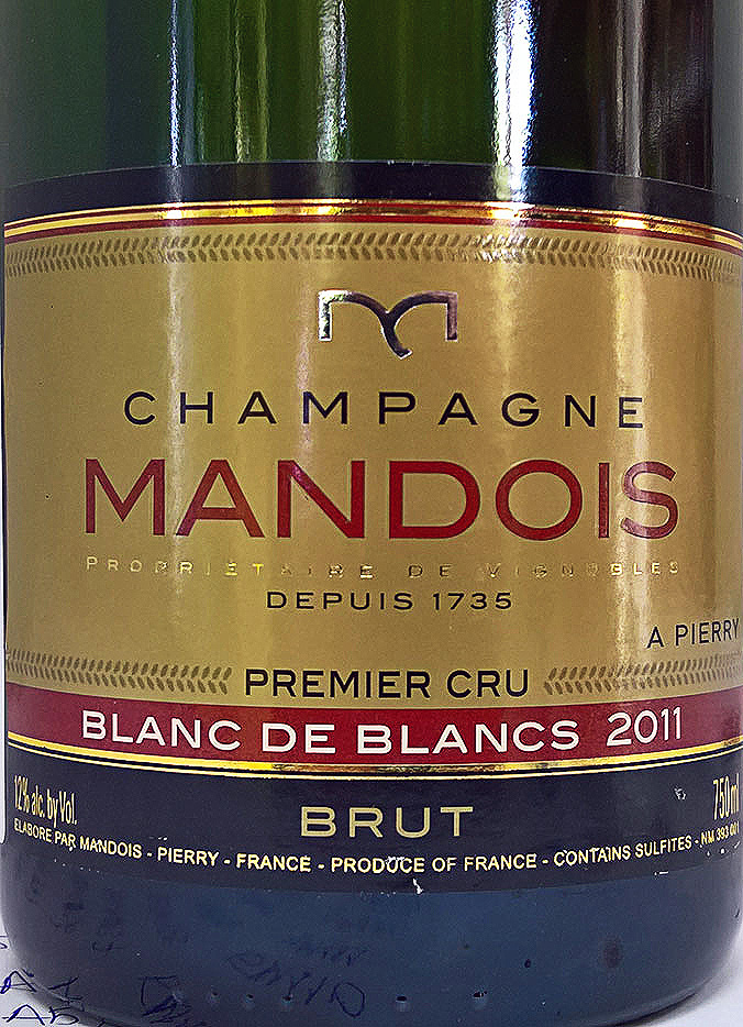 Этикетка Шампанское Мандуа Блан де Блан 2011, белое брют, 0.75 л