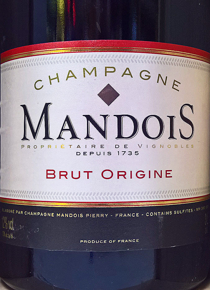 Этикетка Шампанское Мандуа Брют Орижин, белое брют,  3.0 л
