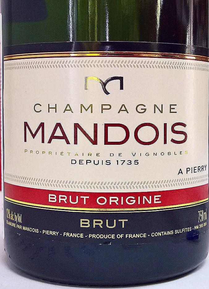 Этикетка Шампанское Мандуа Брют Орижин, белое брют,  0.75 л