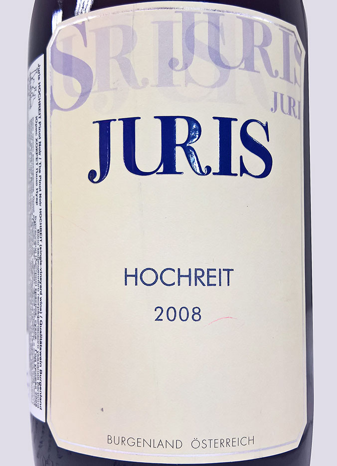 Этикетка Пино Нуар Хокрет Юрис 2008 г. красное сухое 0,75 л.