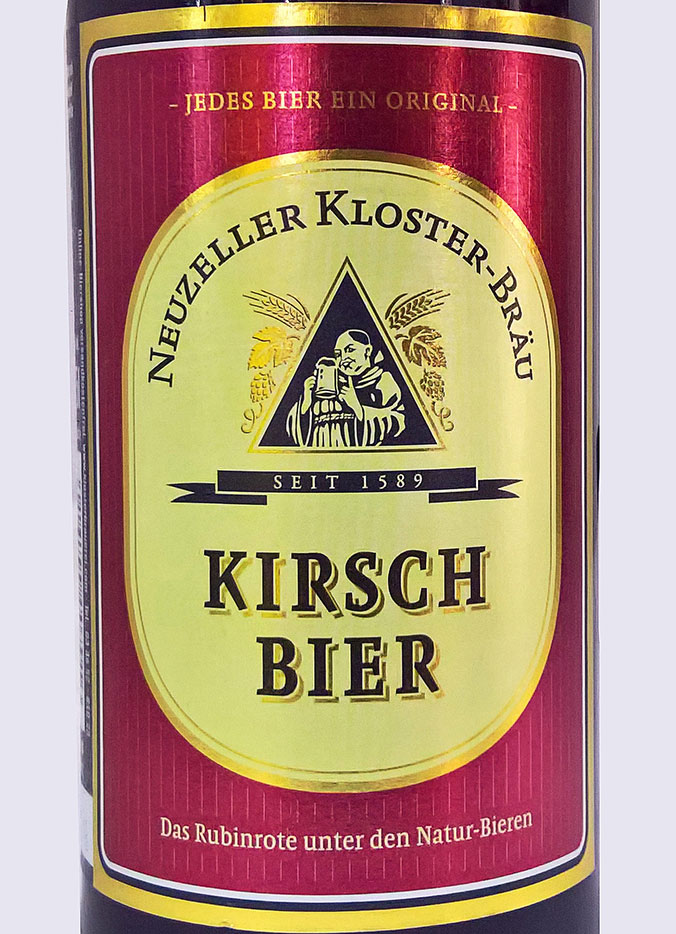 Этикетка Клостерброй Вишневое Пиво Темное Фильтрованное Klosterbrau Kirsch Bier 4,8% 0,5л