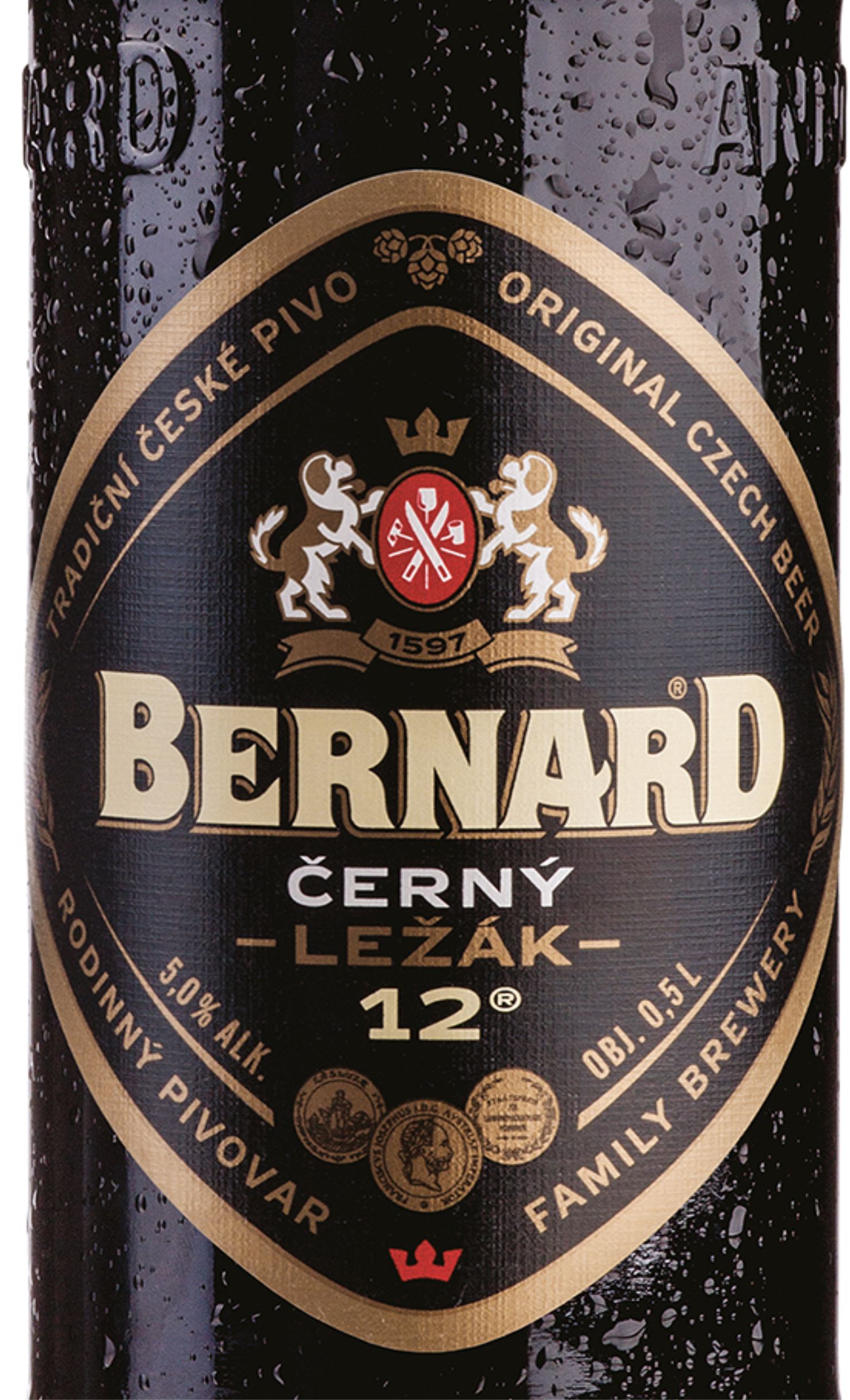 Этикетка Бернард Черни Лежак Пиво Темное Bernard Cerni Lezak 5,1% 0,5л