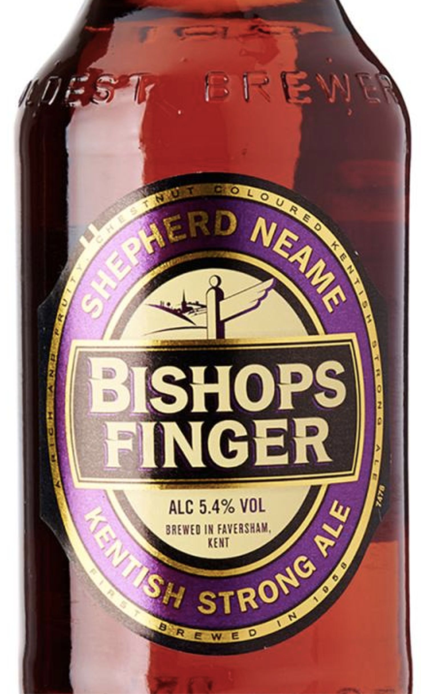 Этикетка Пиво Бишоп Фингер, темный эль, 0.5 л